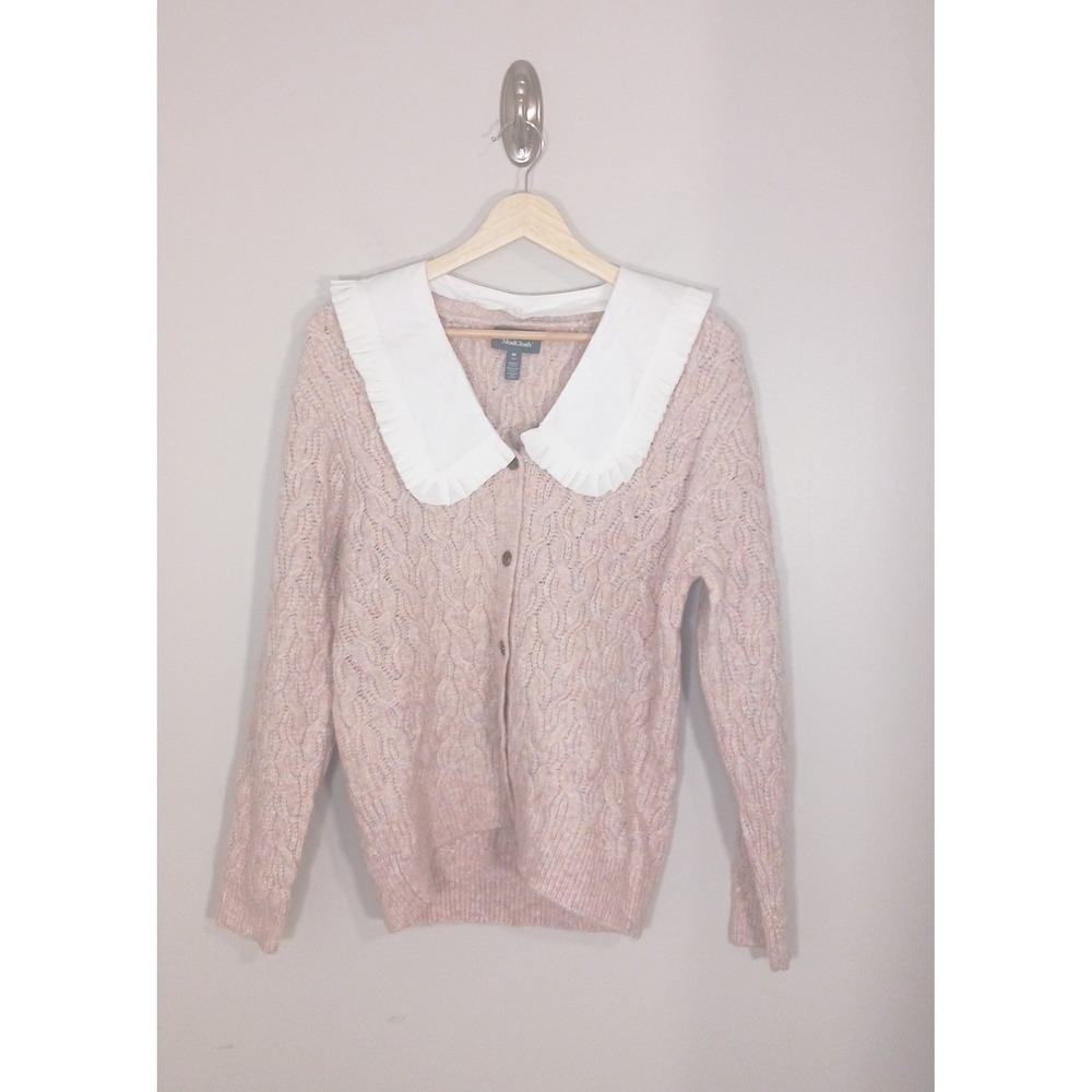 ModCloth Peter Pan Collar Cardigan Sweater Coquette Whimsical Cozy Womens Medium